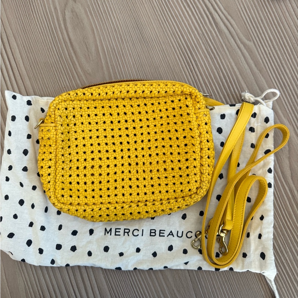 NWT Clare V Midi Sac in Yellow Ratan Leather